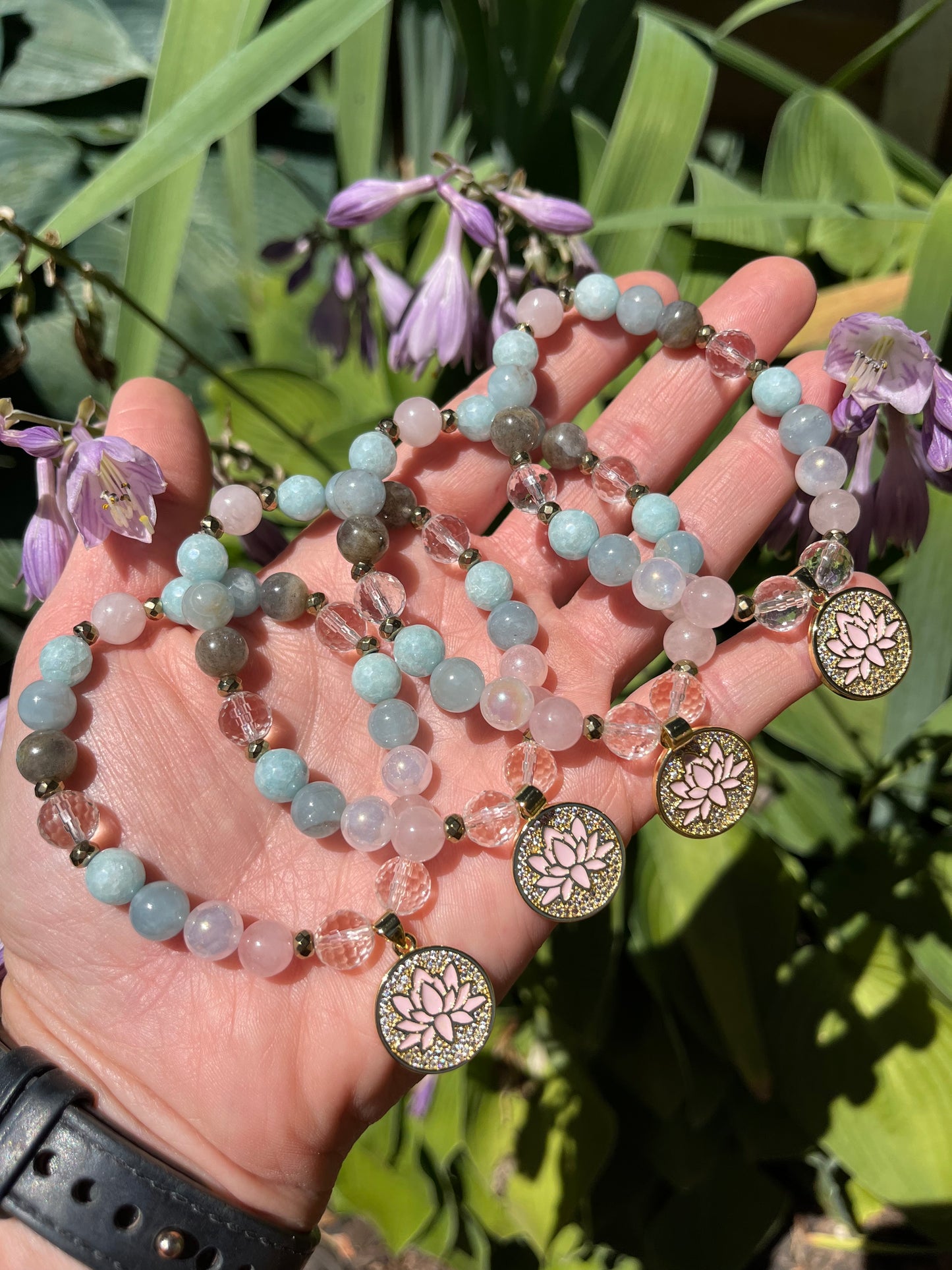 Lotus charm mala bracelet