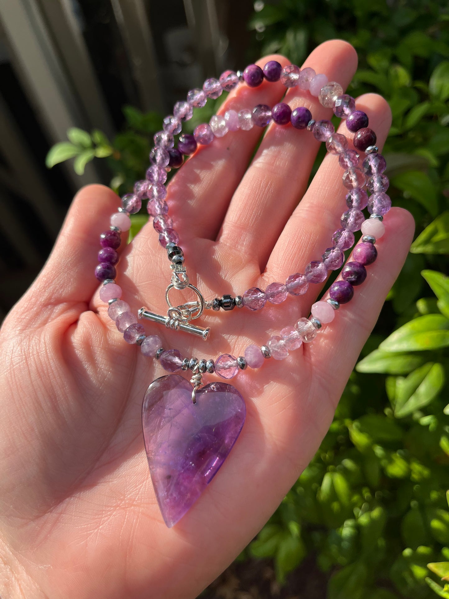 Amethyst Heart necklace, Spiritual protection gift, Birthstone jewelry, gift for her