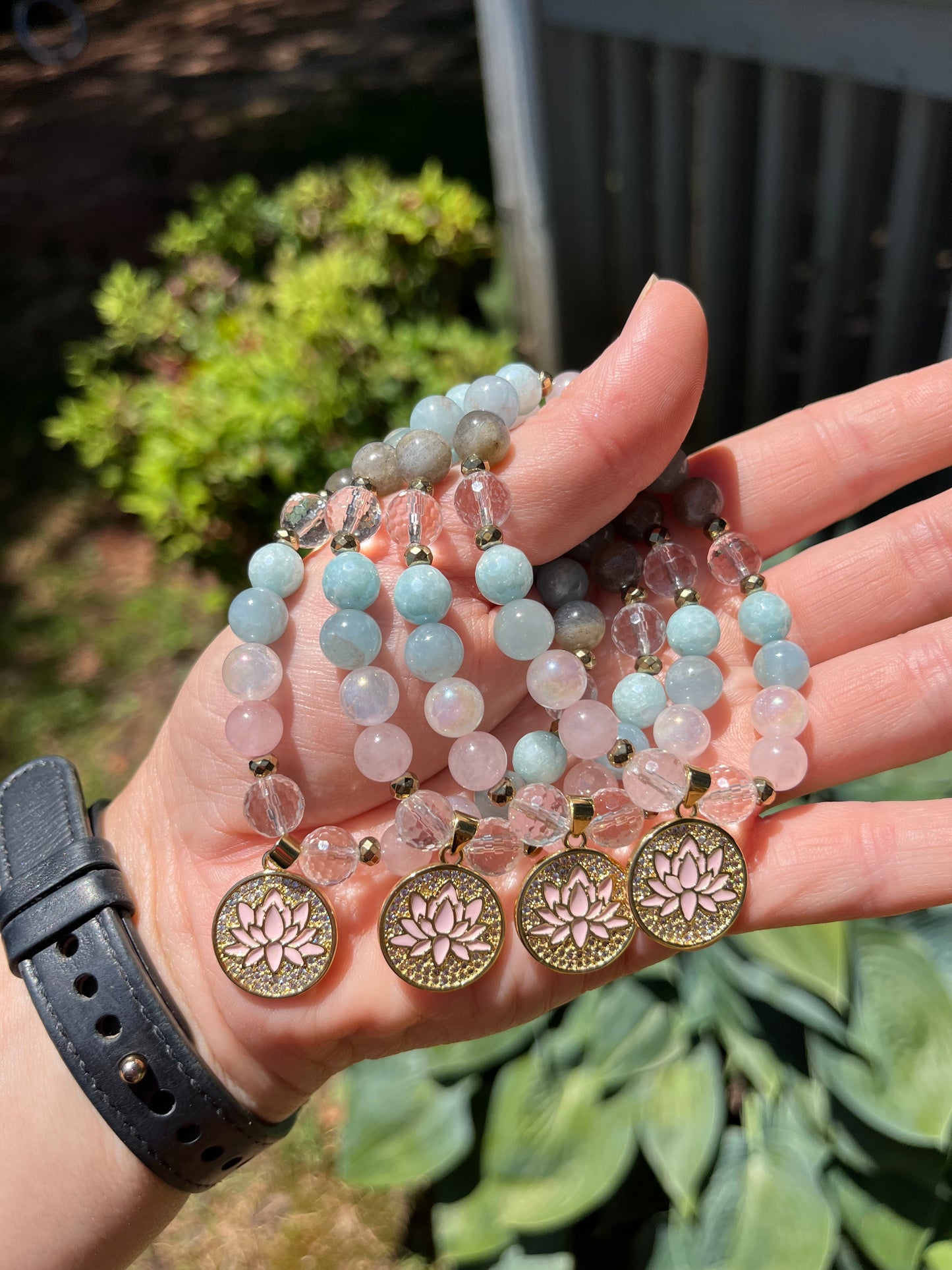 Lotus charm mala bracelet