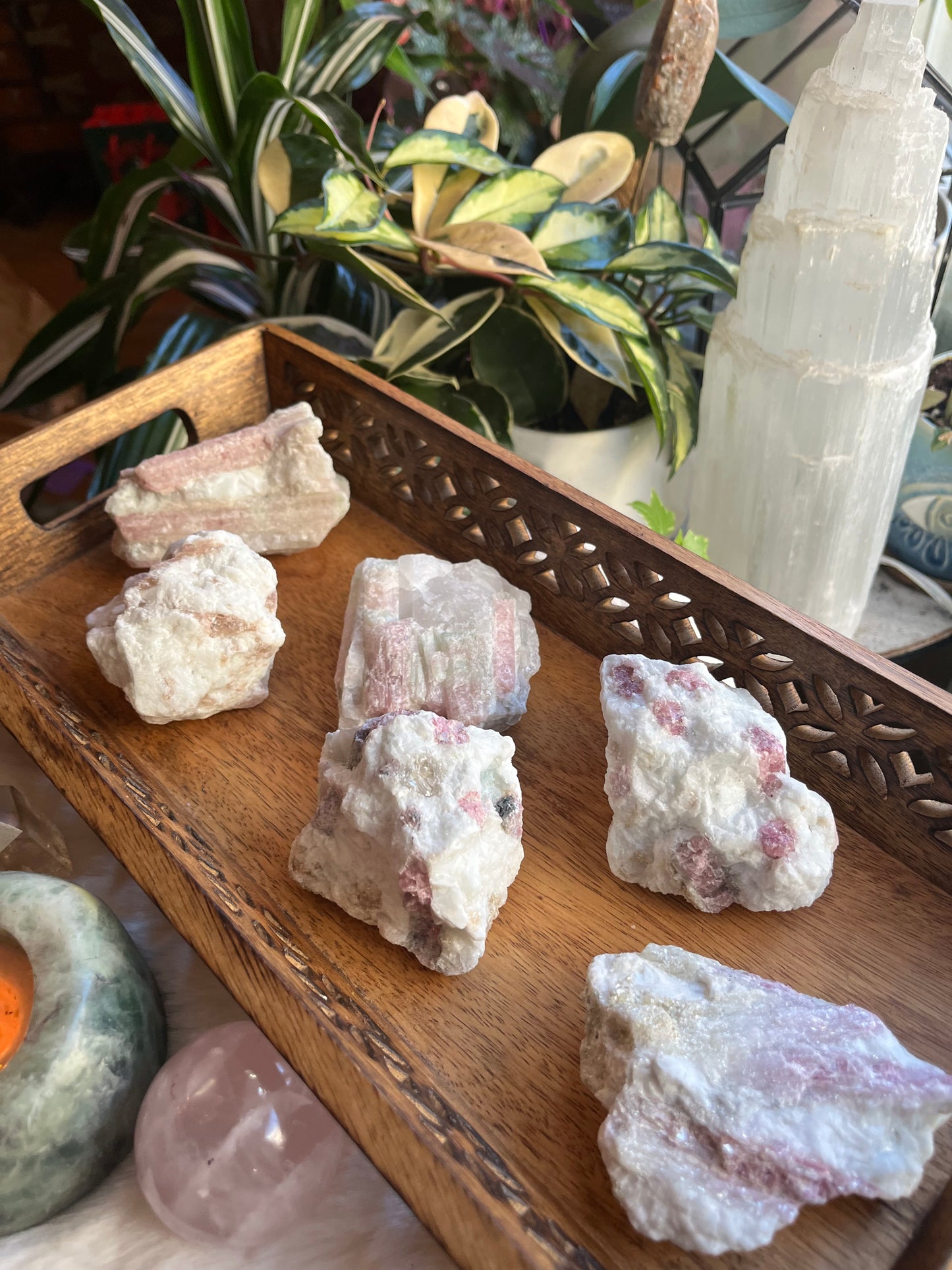 Raw Pink Tourmaline Pieces, Love & Heart Healing Stones