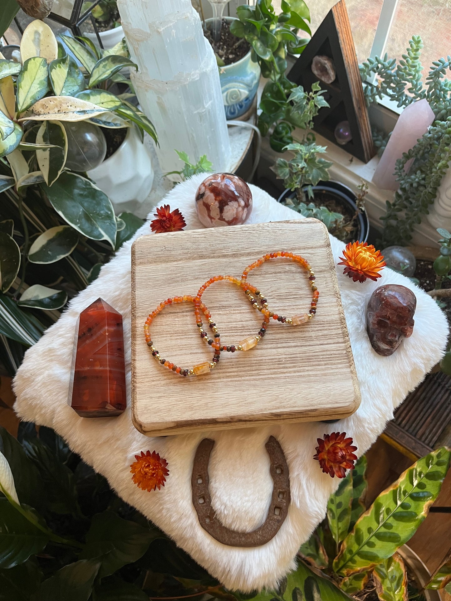 Fire Within mala bracelet, dainty gem bracelet, minimalist jewelry, dainty bracelet, carnelian bracelet, fire quartz jewelry