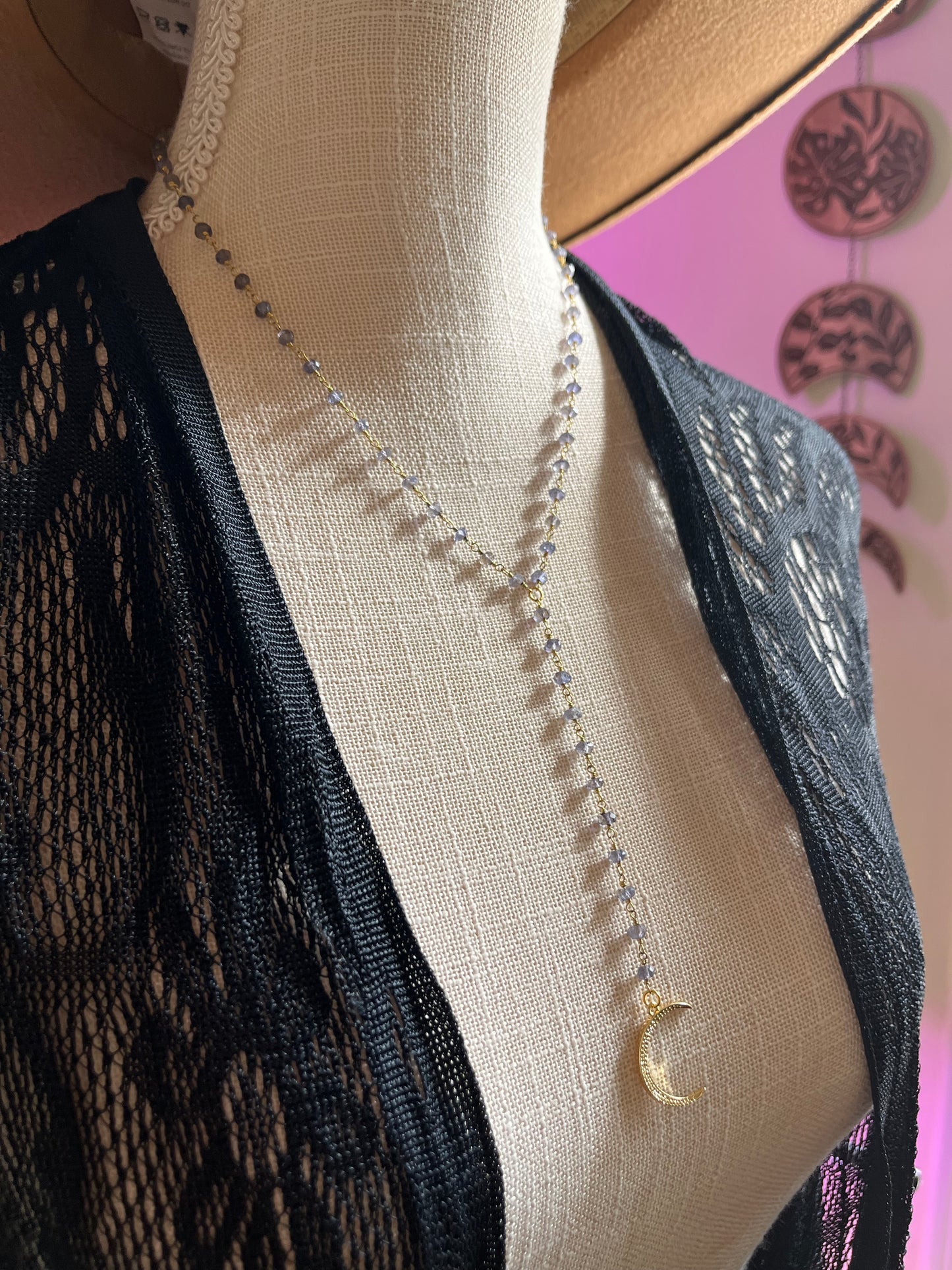Moon Charm Iolite necklace