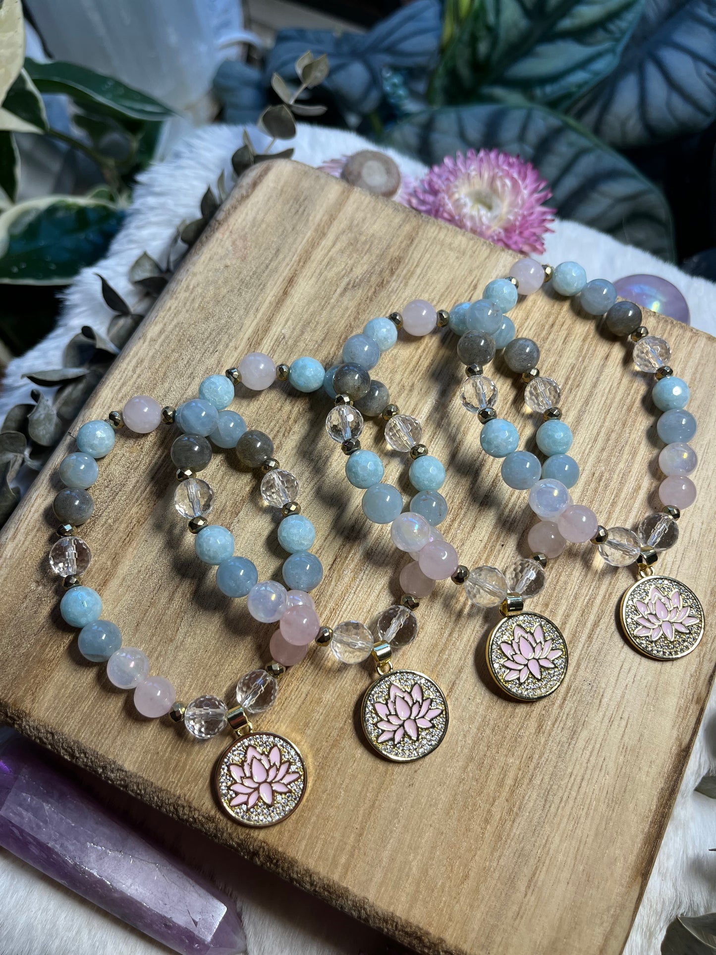 Lotus charm mala bracelet