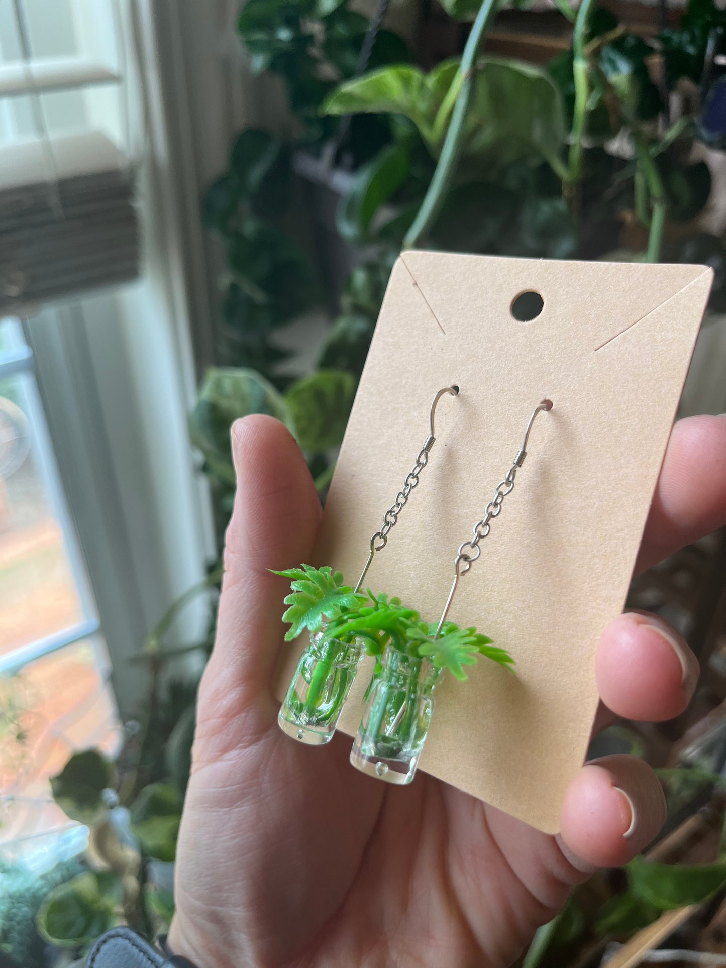 Philodendron Xanadu propagation earrings
