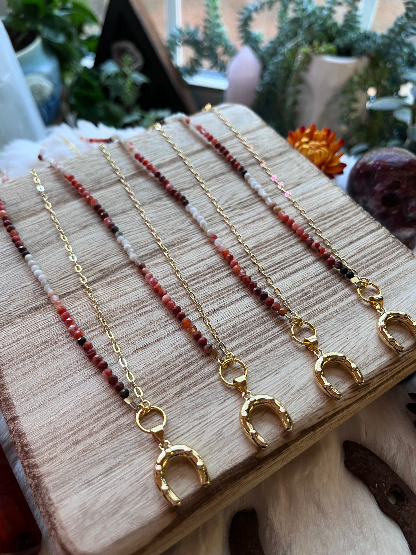 Moroccan Red Agate necklace, horseshoe charm, lucky jewelry, agate necklace, abundance, creativity, passion, good luck charm jewelry