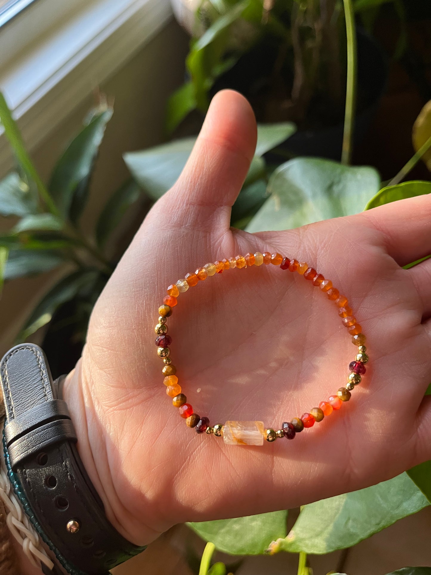 Fire Within mala bracelet, dainty gem bracelet, minimalist jewelry, dainty bracelet, carnelian bracelet, fire quartz jewelry