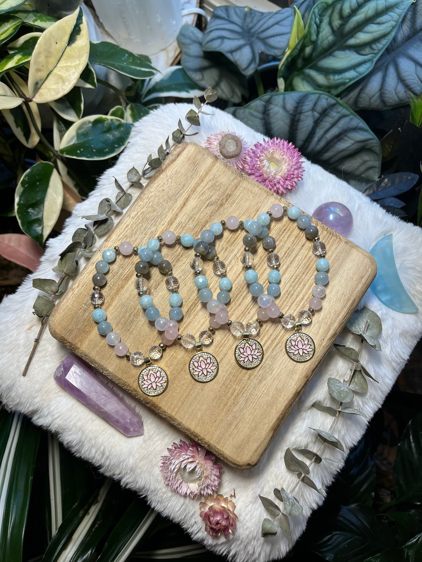 Lotus charm mala bracelet