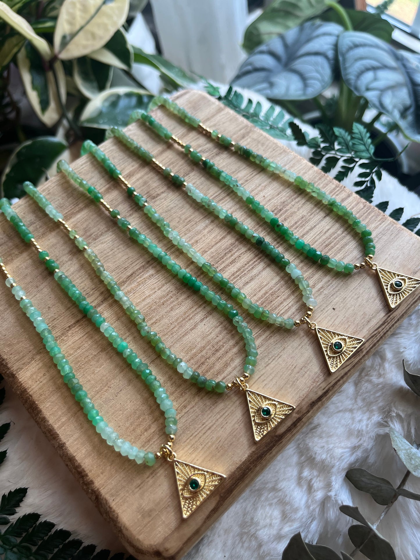 Chrysoprase Eye Charm Necklace
