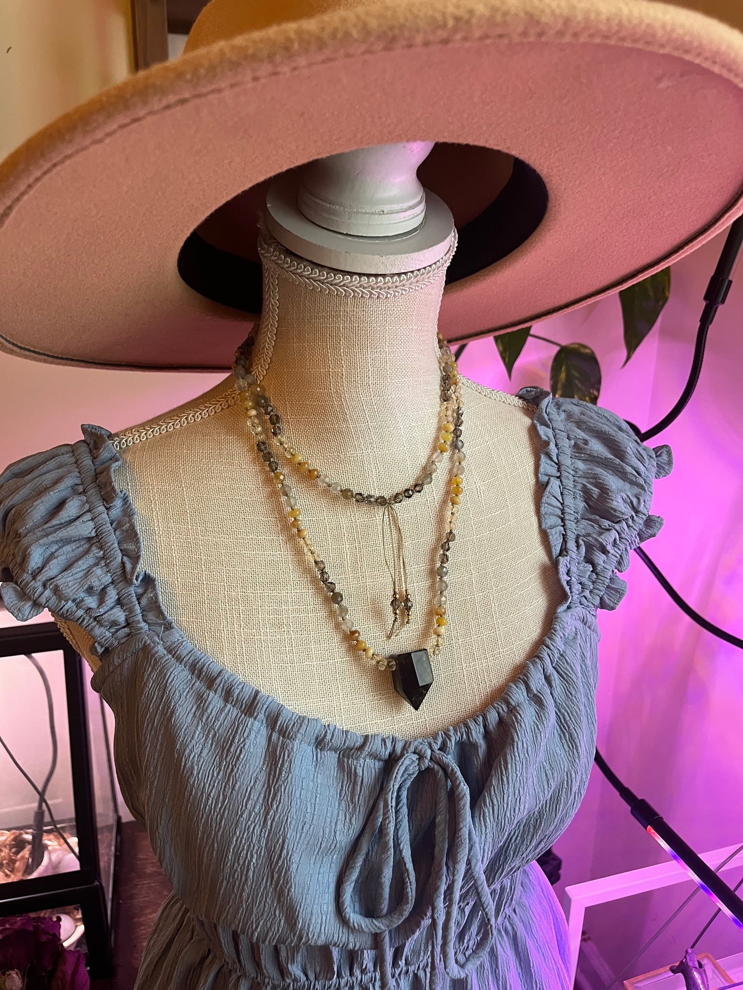 Glowing Goddess Mala — Yellow Opal, Citrine & Smokey Quartz