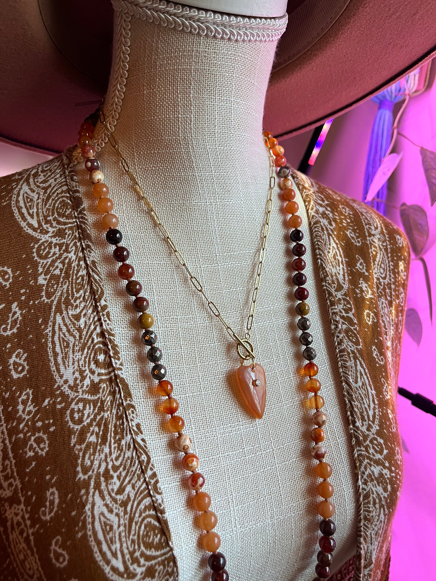 Carnelian heart necklace, carnelian heart, carnelian jewelry, toggle necklace, paperclip chain necklace, creativity, passion, opal jewelry