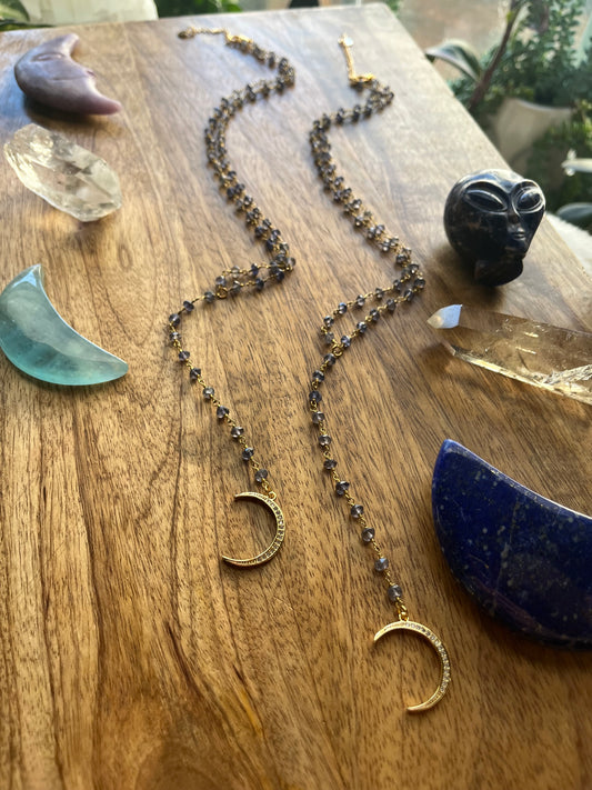 Moon Charm Iolite necklace