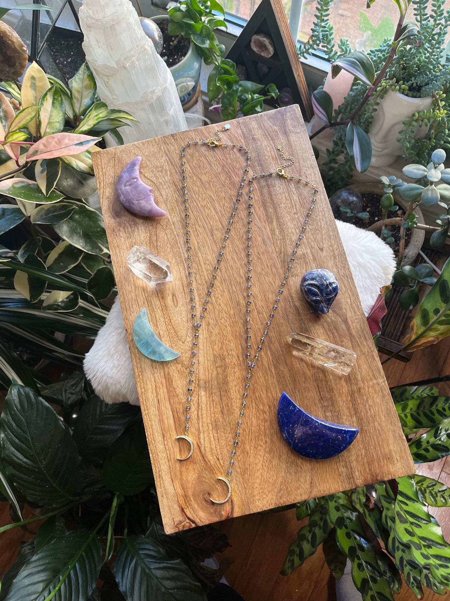 Moon Charm Iolite necklace