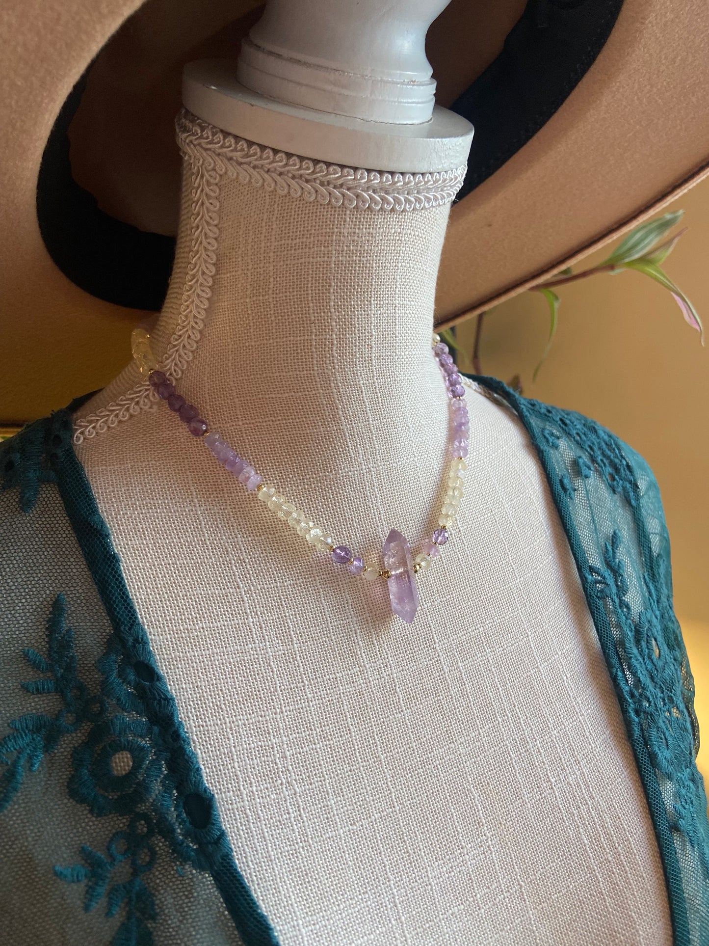 Ametrine beaded choker