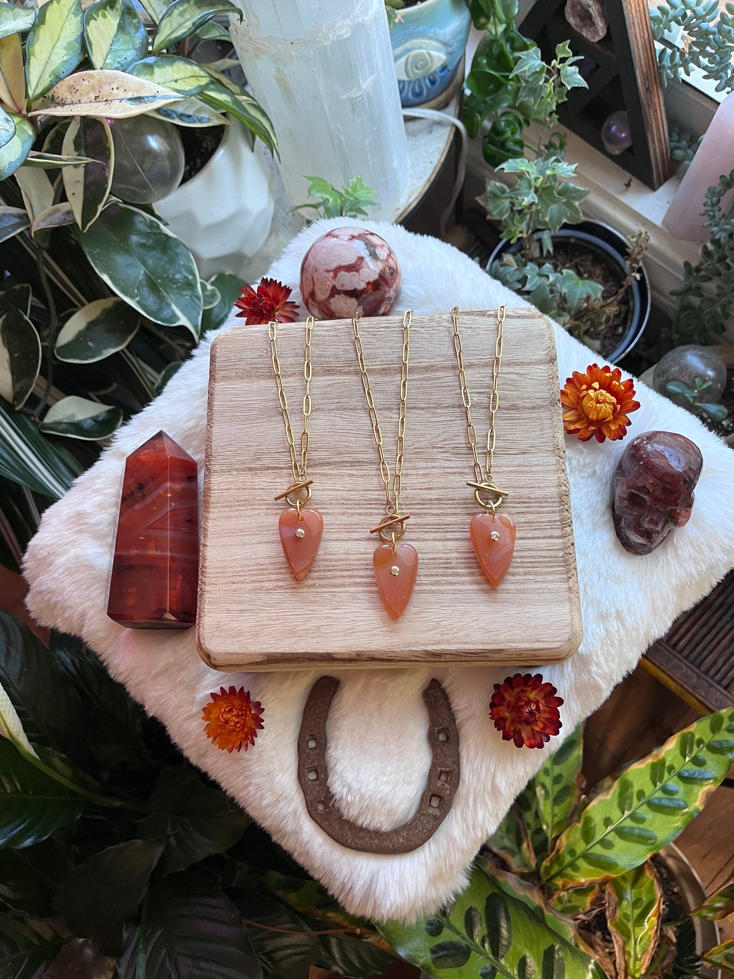 Carnelian heart necklace, carnelian heart, carnelian jewelry, toggle necklace, paperclip chain necklace, creativity, passion, opal jewelry