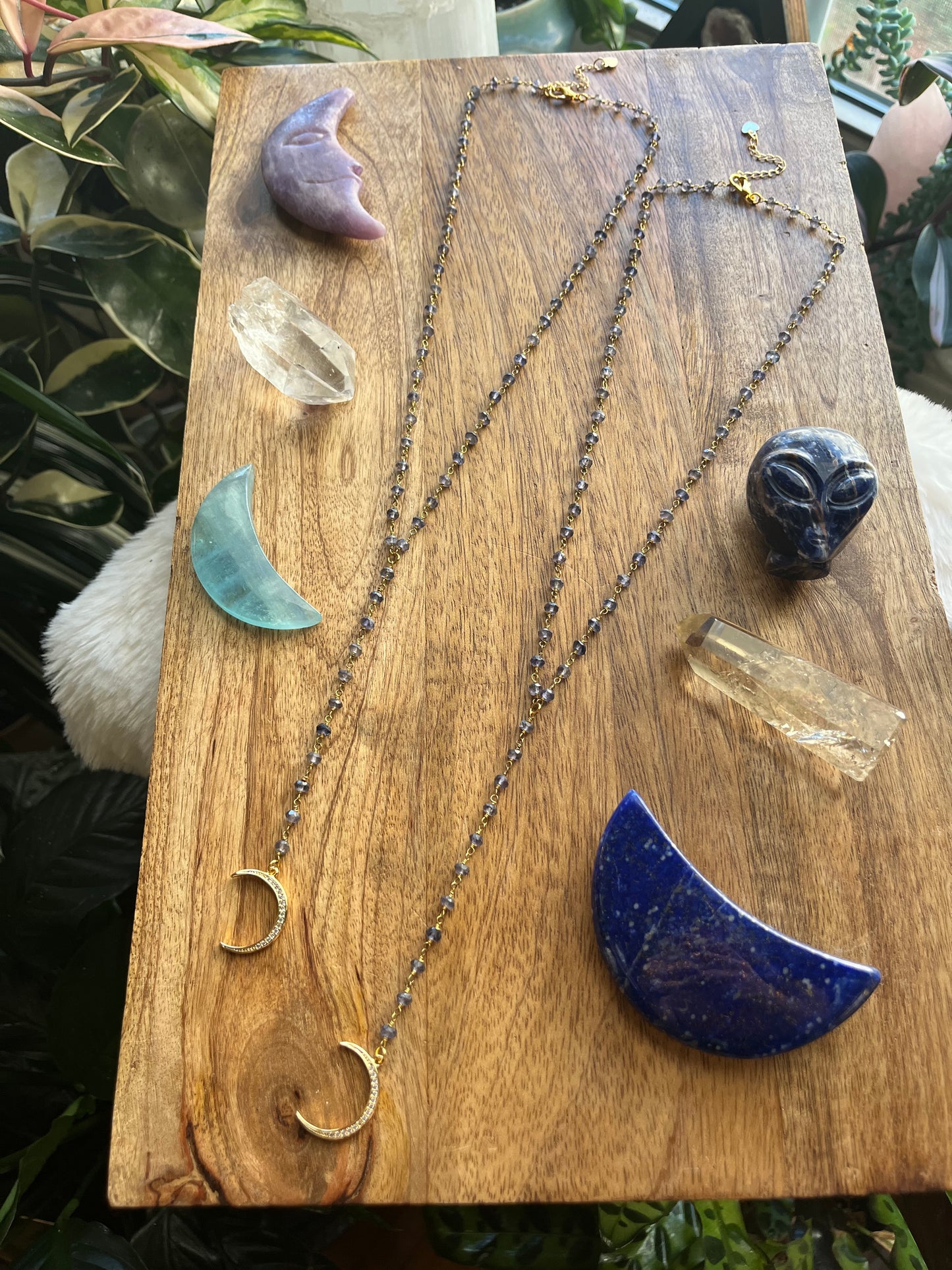 Moon Charm Iolite necklace