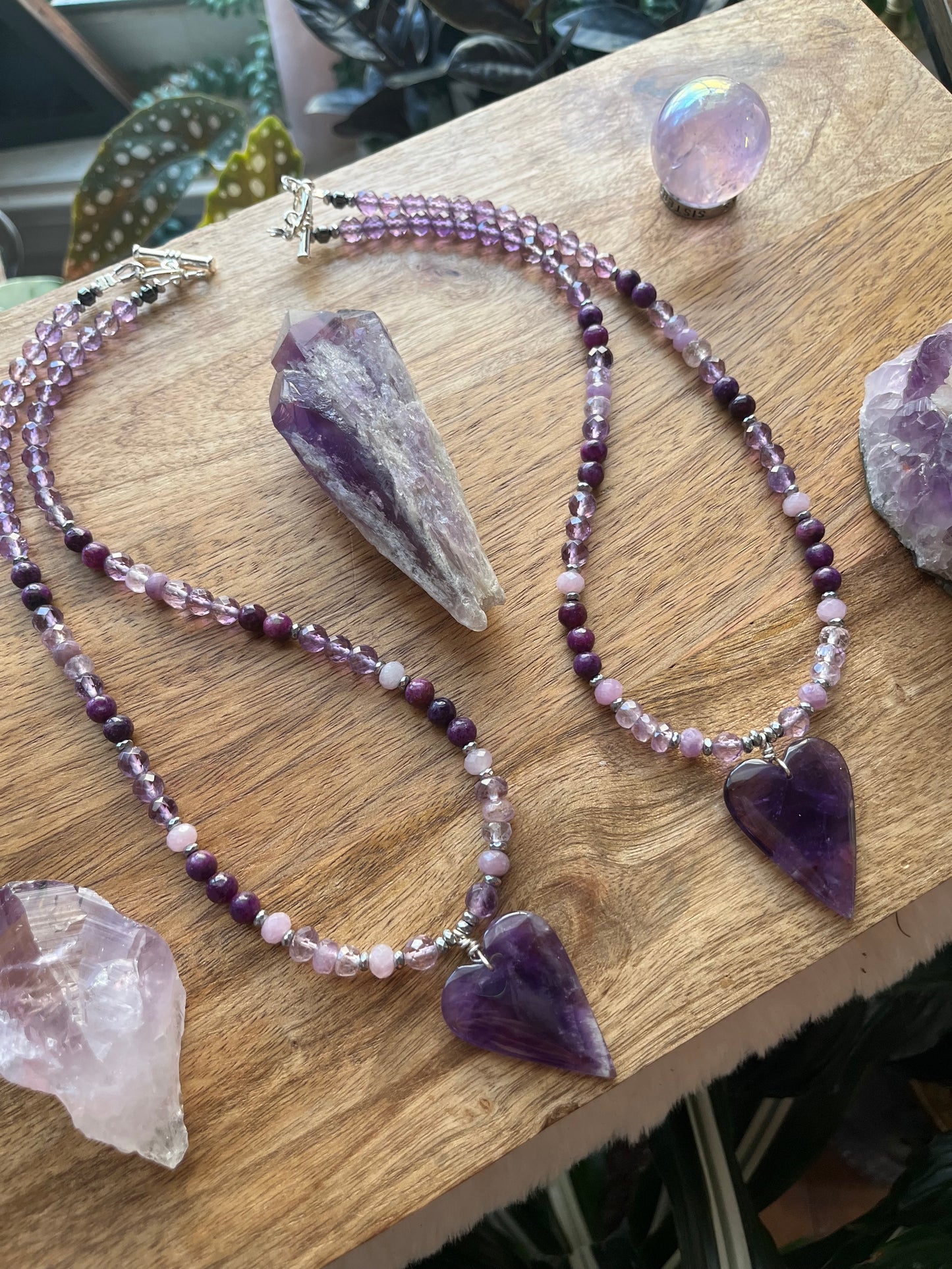 Amethyst Heart necklace, Spiritual protection gift, Birthstone jewelry, gift for her