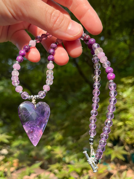 Amethyst Heart necklace, Spiritual protection gift, Birthstone jewelry, gift for her
