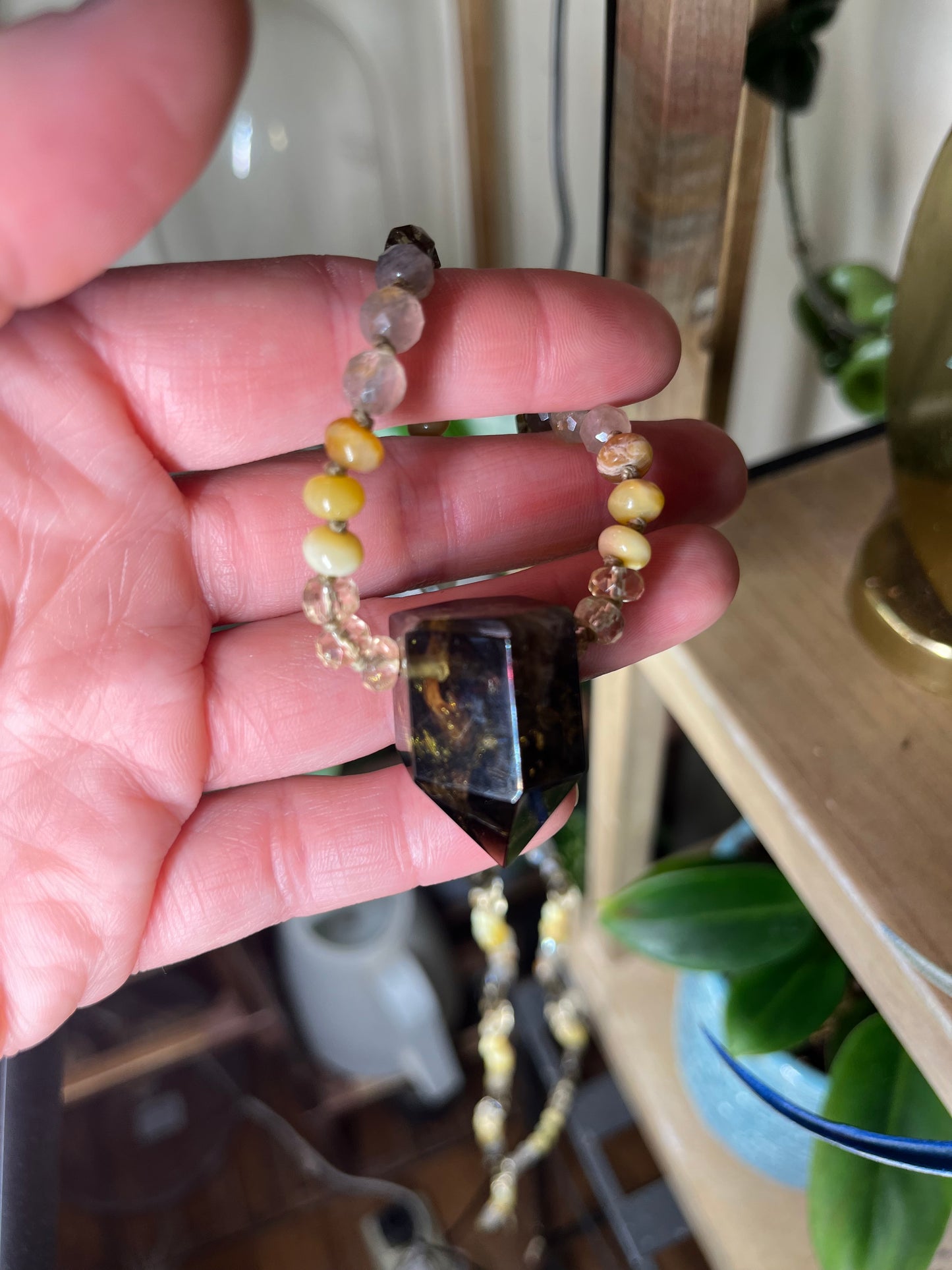 Glowing Goddess Mala — Yellow Opal, Citrine & Smokey Quartz
