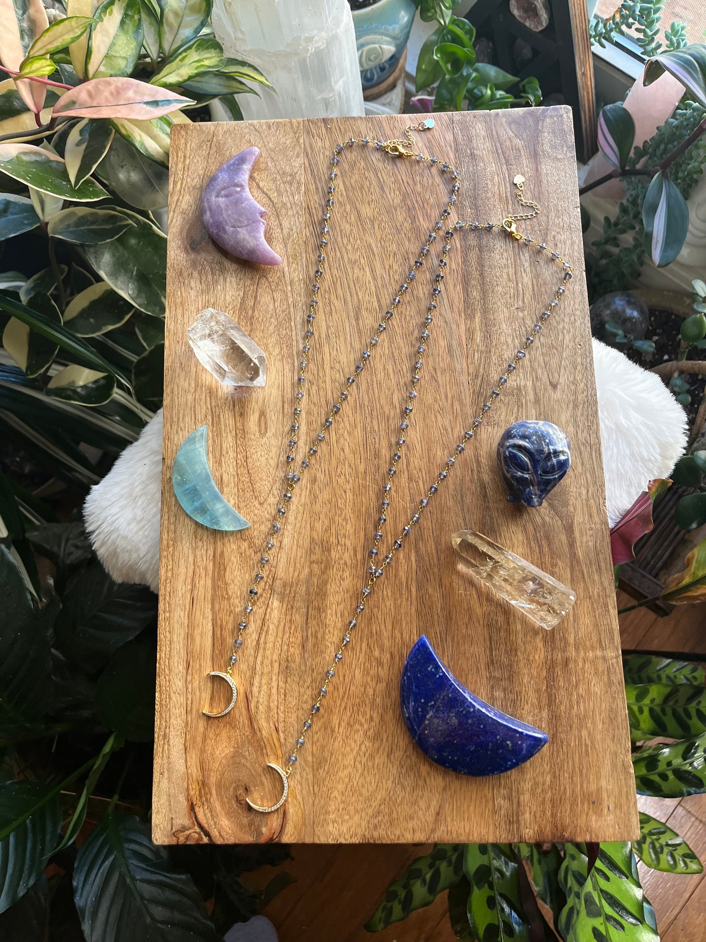 Moon Charm Iolite necklace