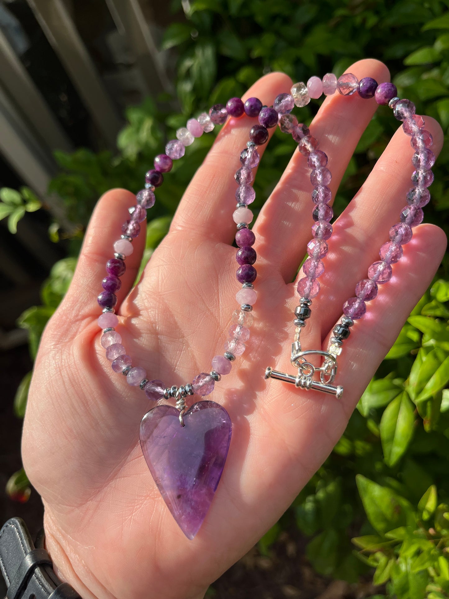Amethyst Heart necklace, Spiritual protection gift, Birthstone jewelry, gift for her