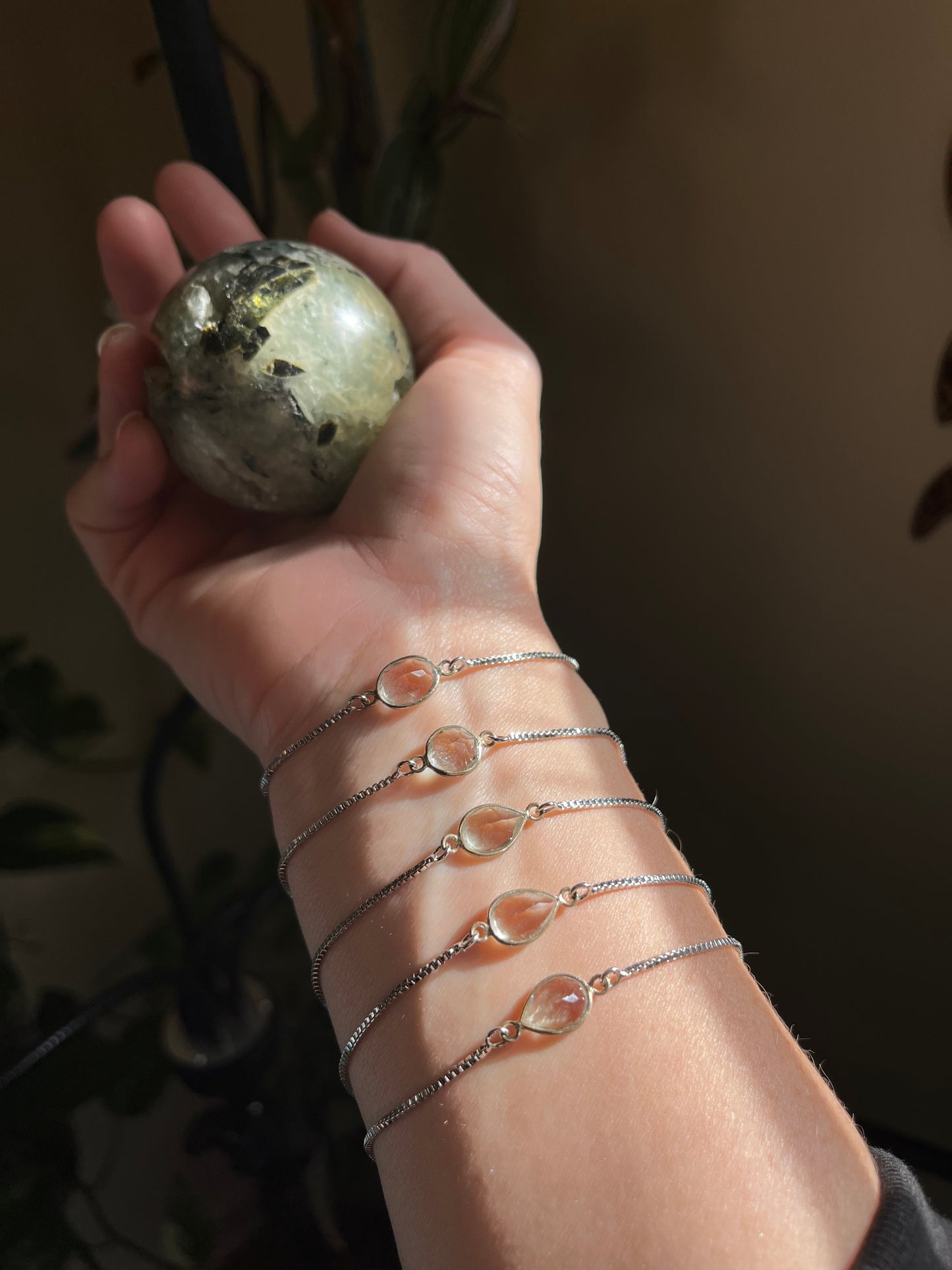 Prasiolite (Green Amethyst) adjustable bracelet