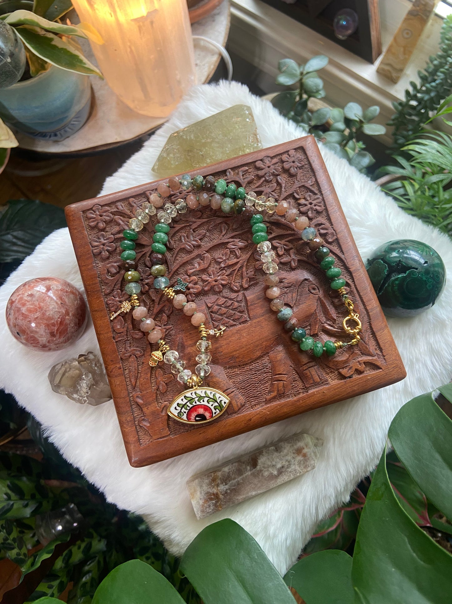Secret Garden Eye charm necklace