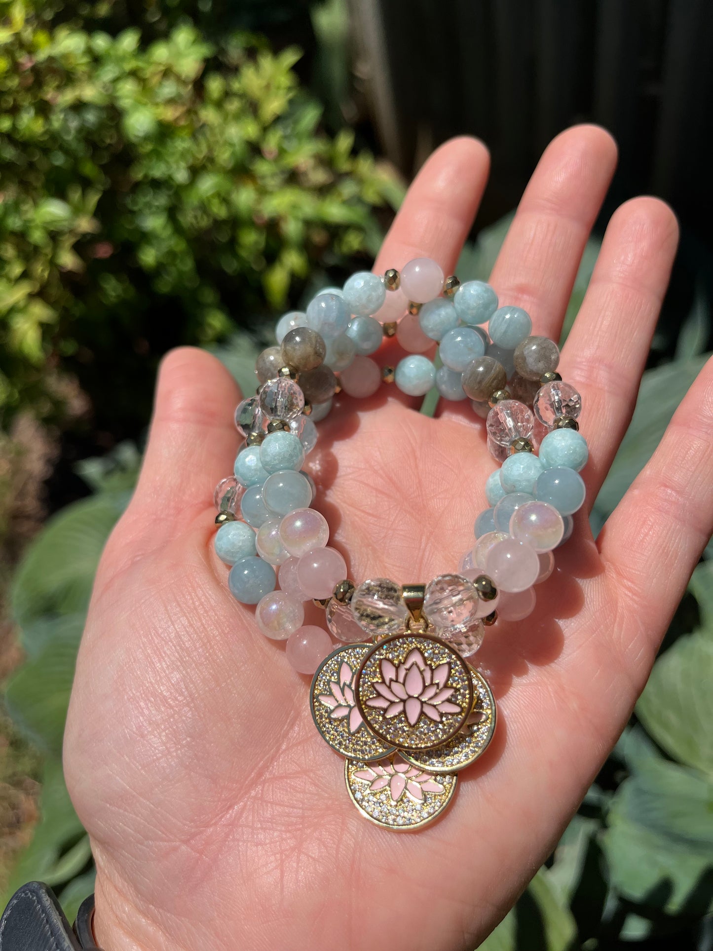 Lotus charm mala bracelet