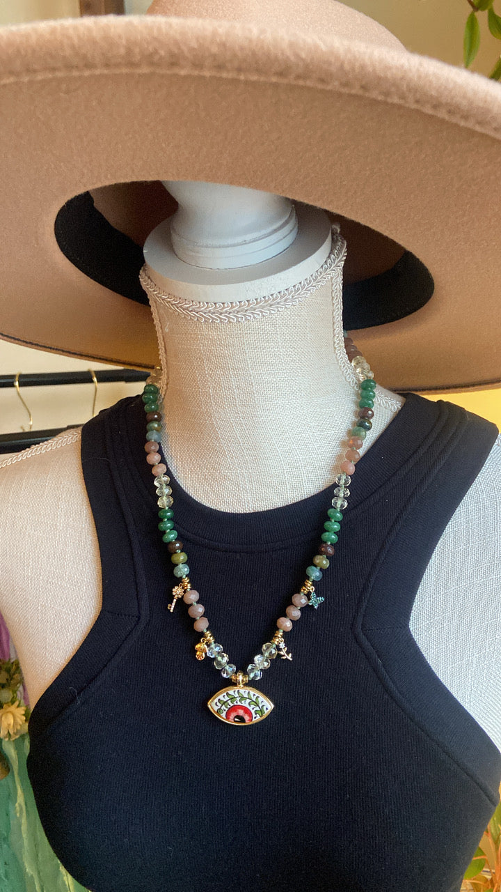 Secret Garden Eye charm necklace