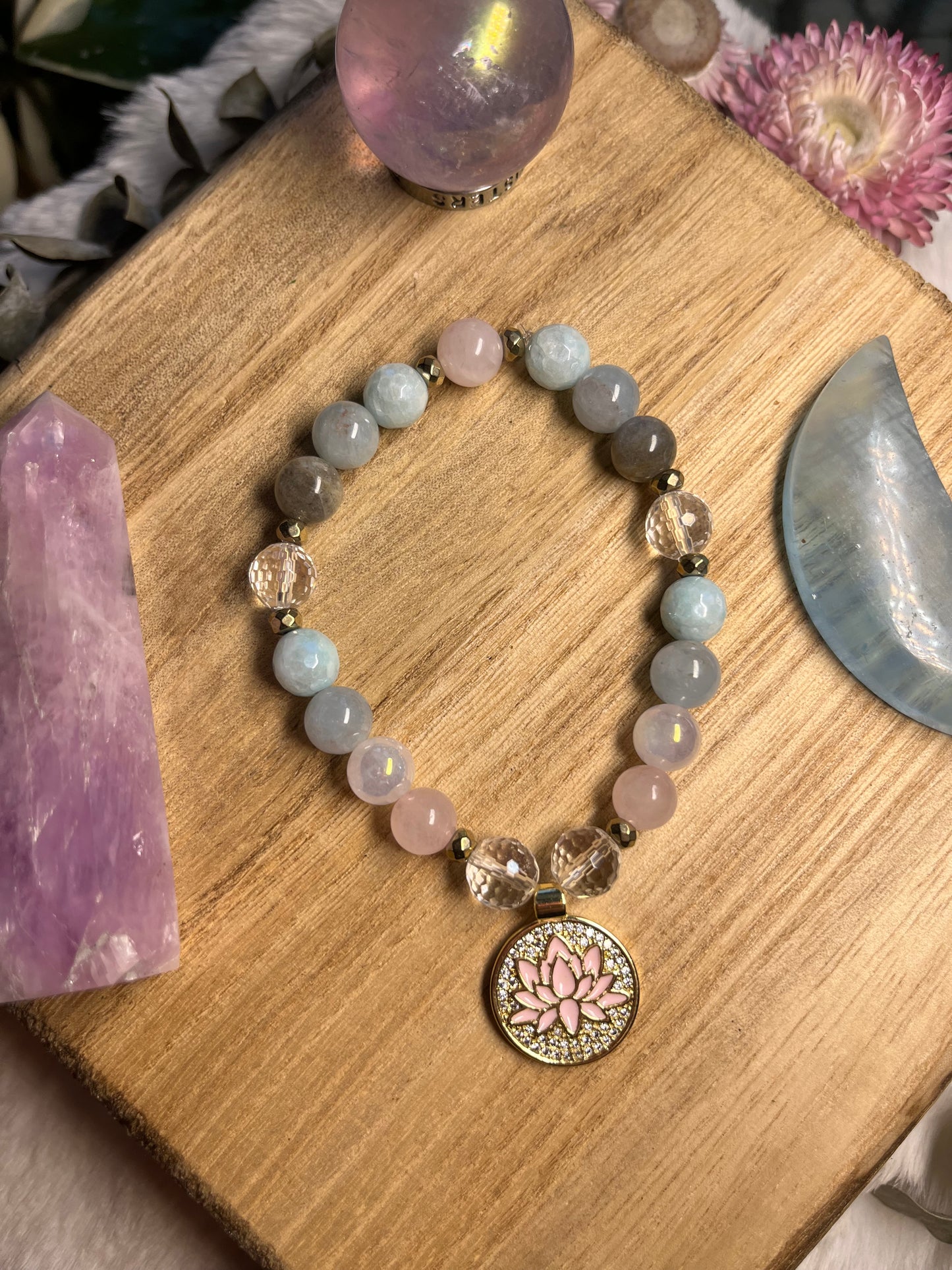 Lotus charm mala bracelet