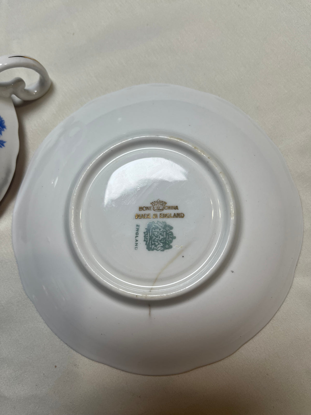 Vintage Bone China Tea Cup & Saucer Set England Pink Floral Blue 1900s ADDERLY