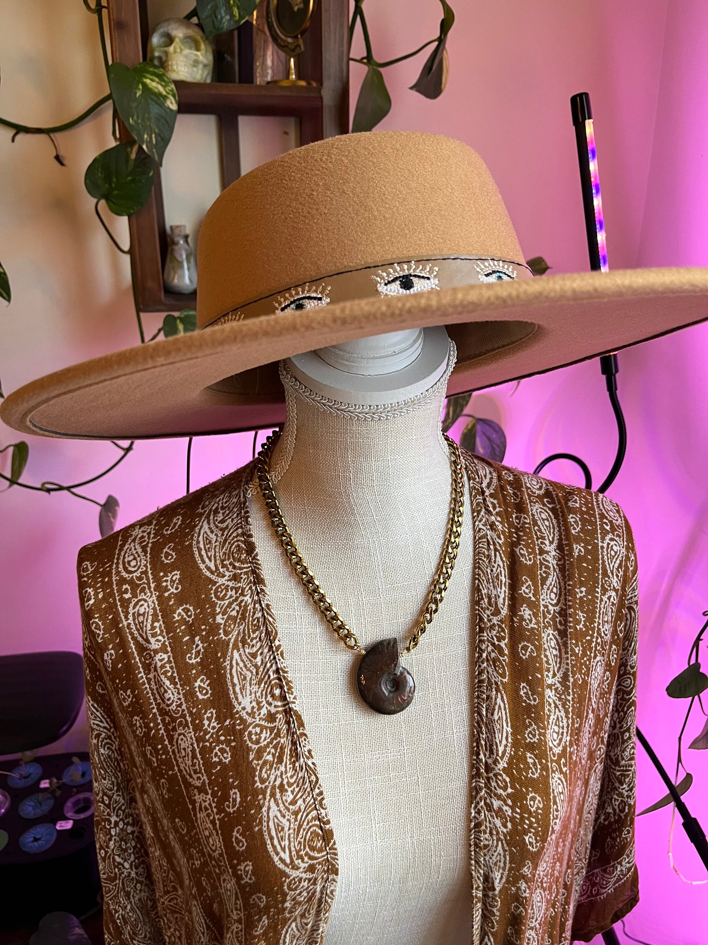 Opalized Ammonite fossil Statement necklace