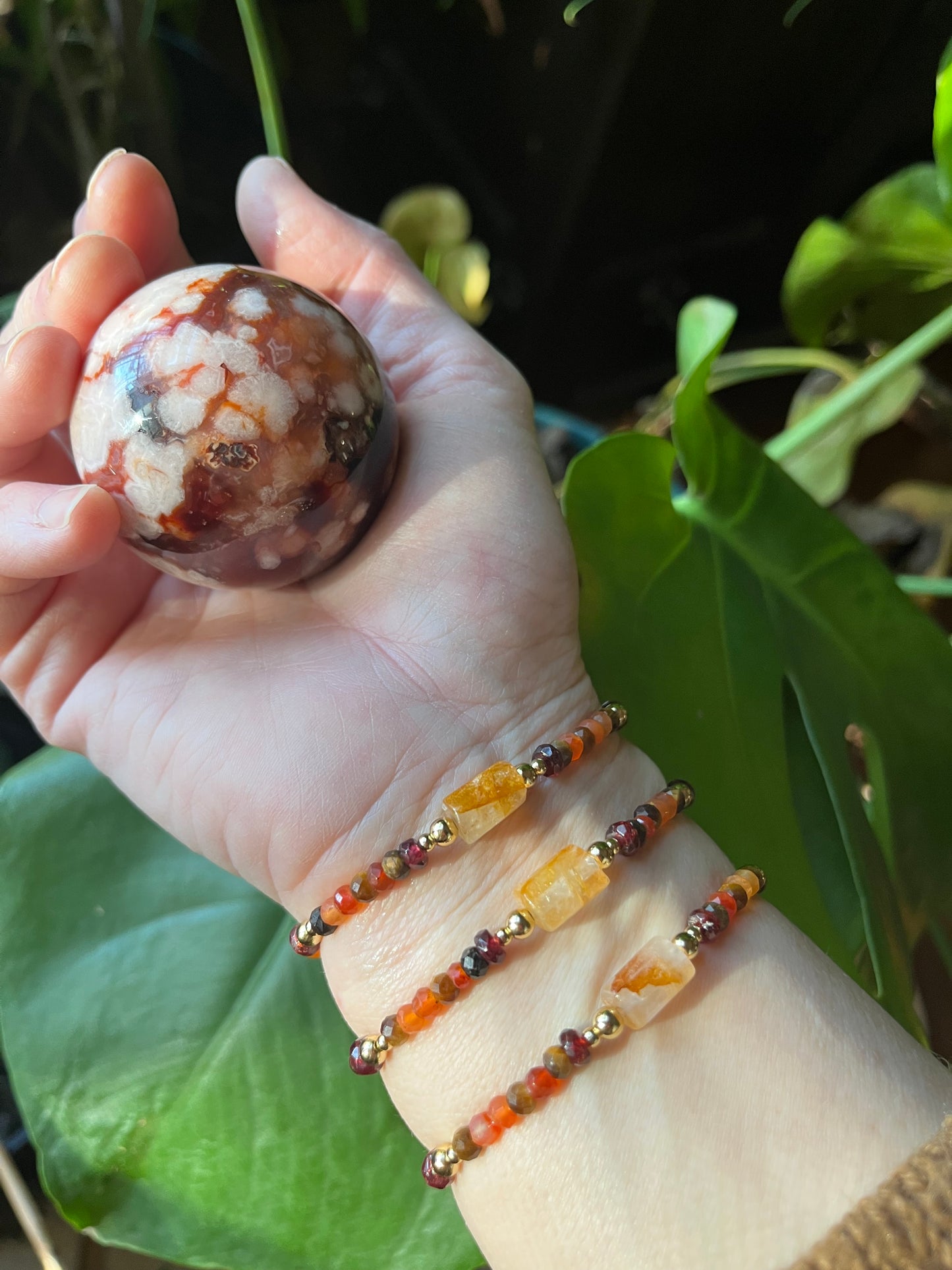 Fire Within mala bracelet, dainty gem bracelet, minimalist jewelry, dainty bracelet, carnelian bracelet, fire quartz jewelry