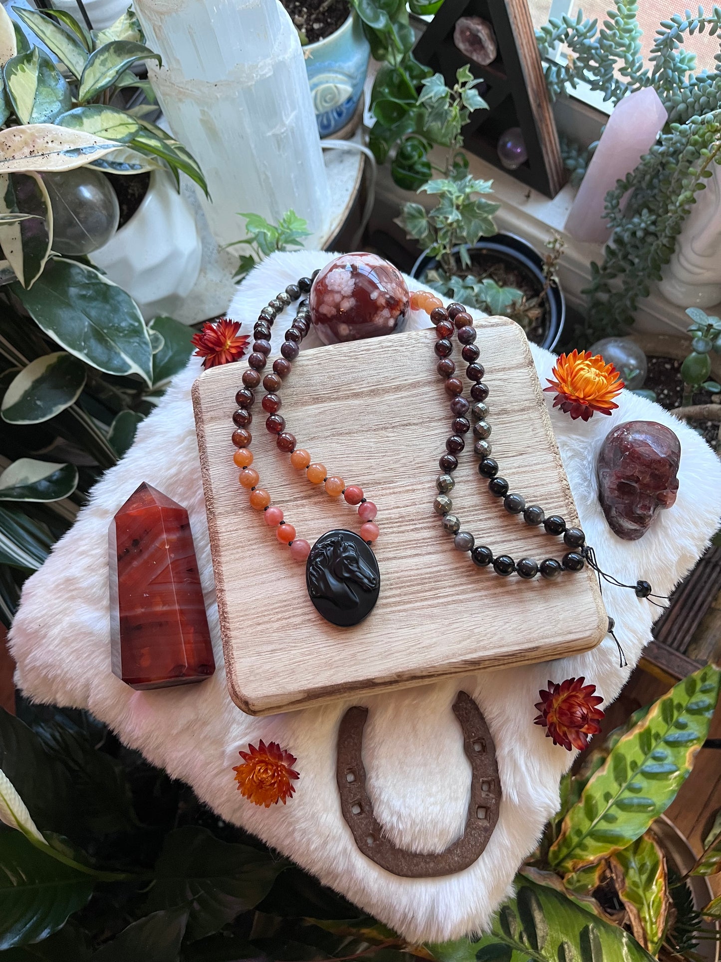 Fire Horse “Ember” mala necklace, meditation jewelry, mala beads, japa mala, carnelian jewelry, lunar new year, year of the fire horse