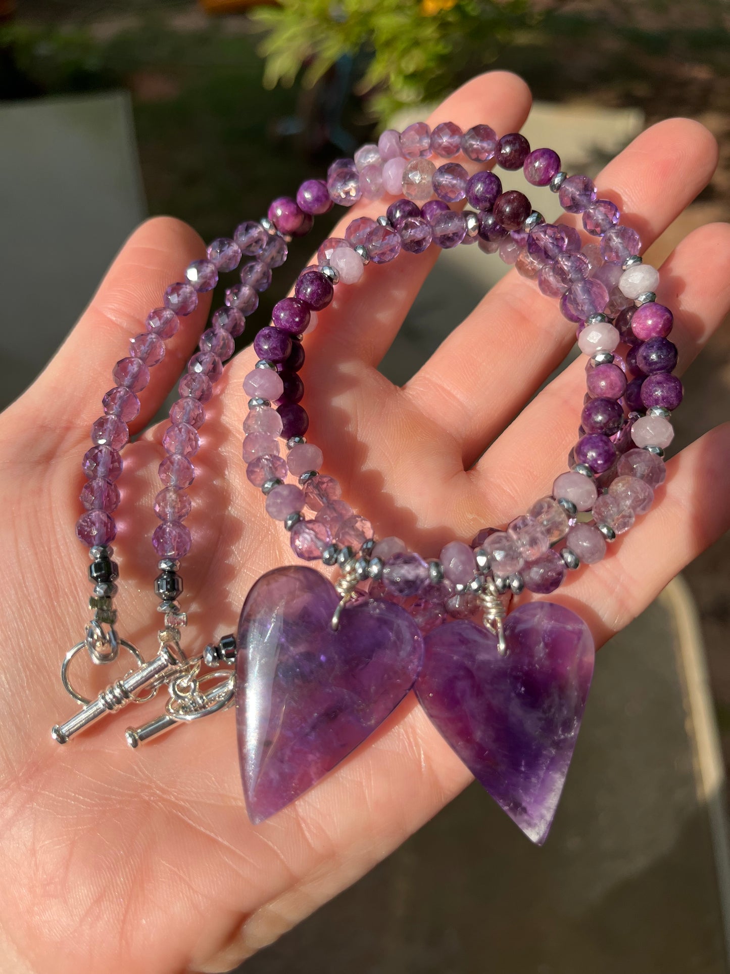 Amethyst Heart necklace, Spiritual protection gift, Birthstone jewelry, gift for her