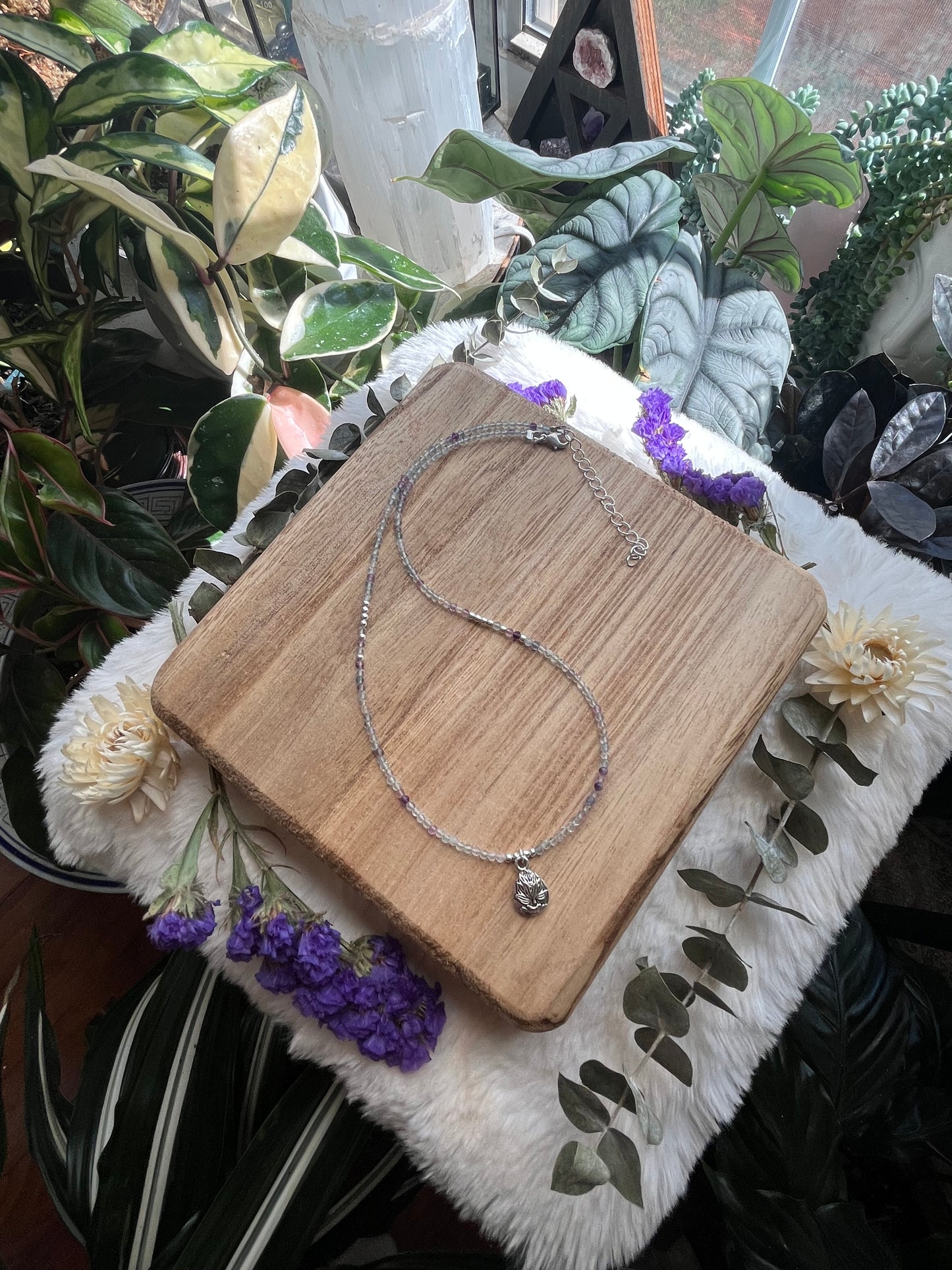 Fluorite Lotus necklace