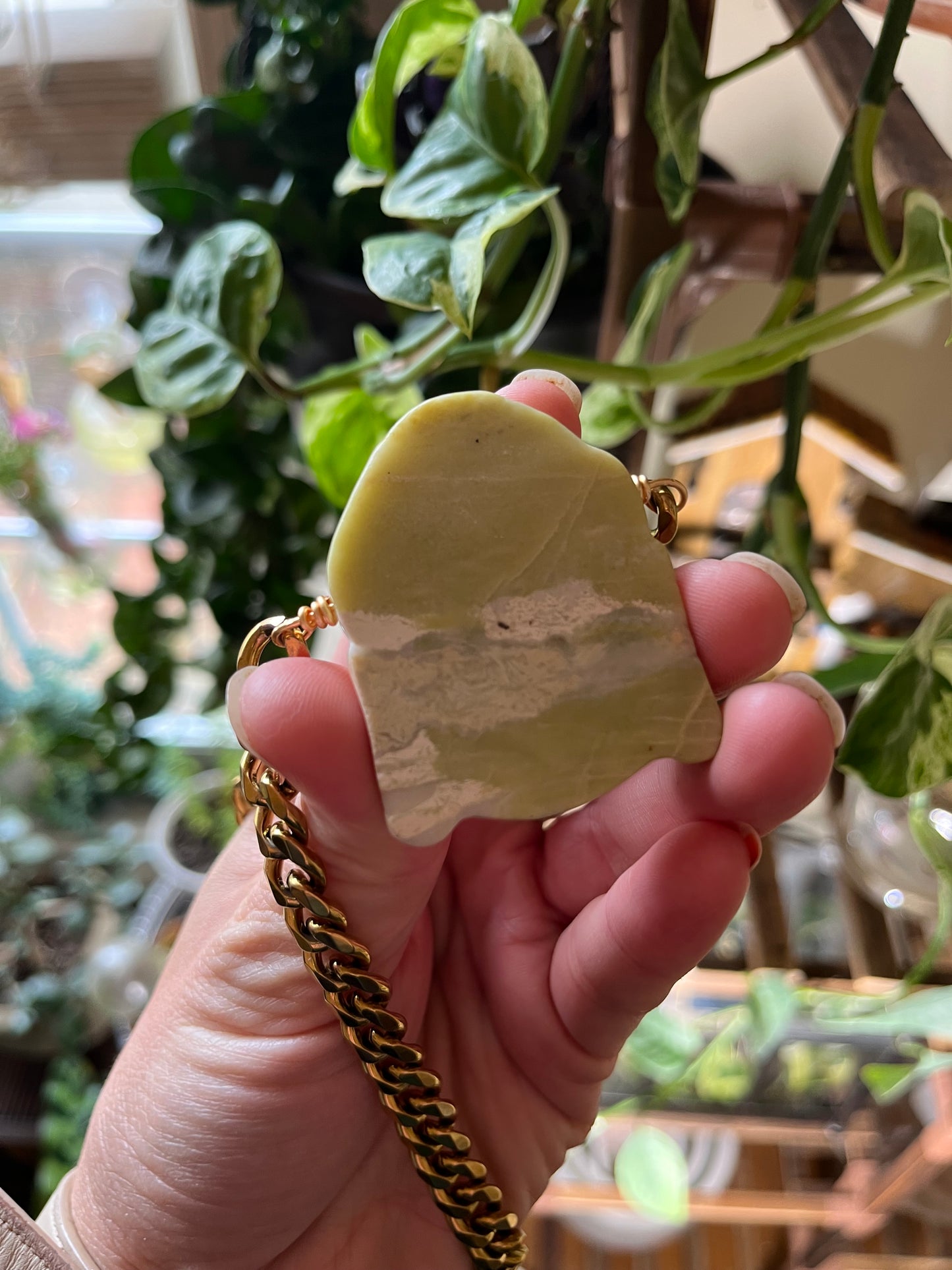 Serpentine Buddha Statement necklace