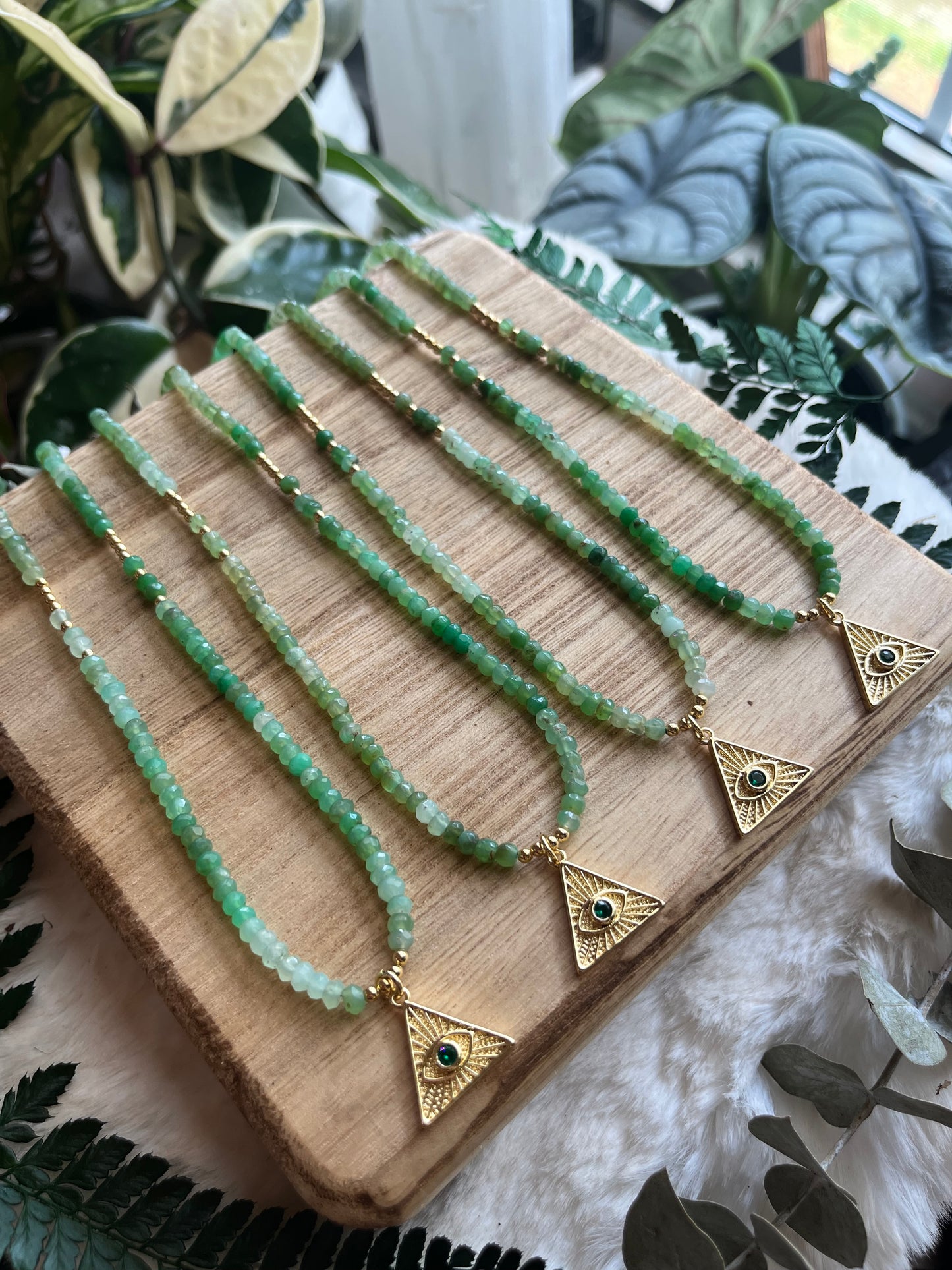 Chrysoprase Eye Charm Necklace