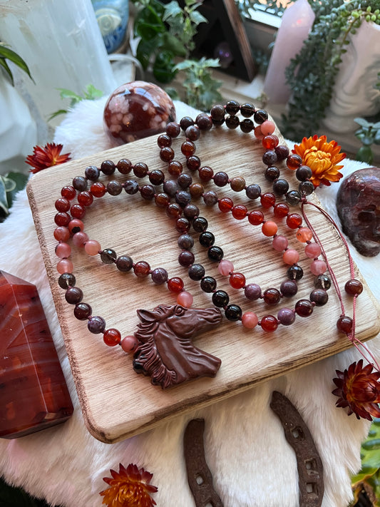 Fire Horse “Ignite” mala necklace, meditation jewelry, mala beads, japa mala, carnelian jewelry, lunar new year, year of the fire horse
