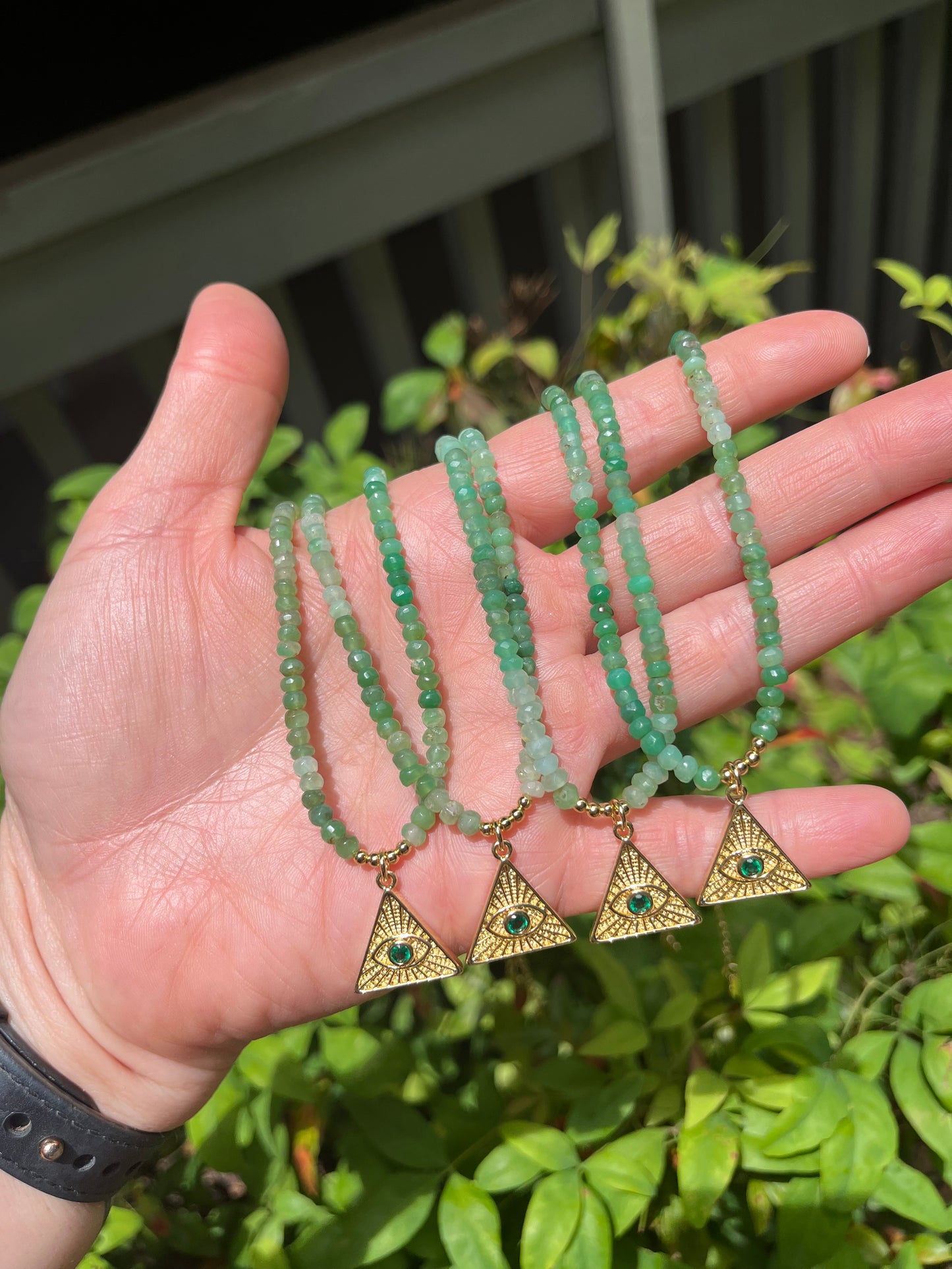 Chrysoprase Eye Charm Necklace