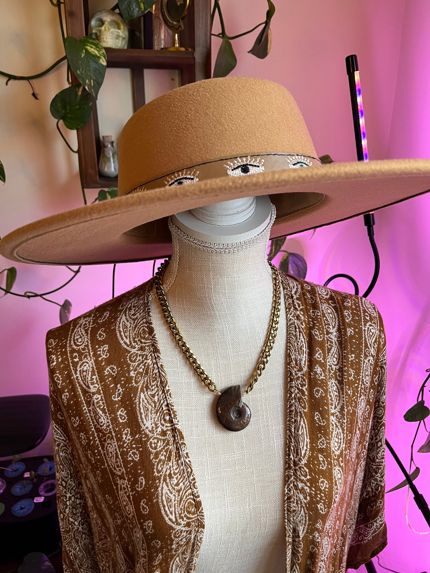 Opalized Ammonite fossil Statement necklace