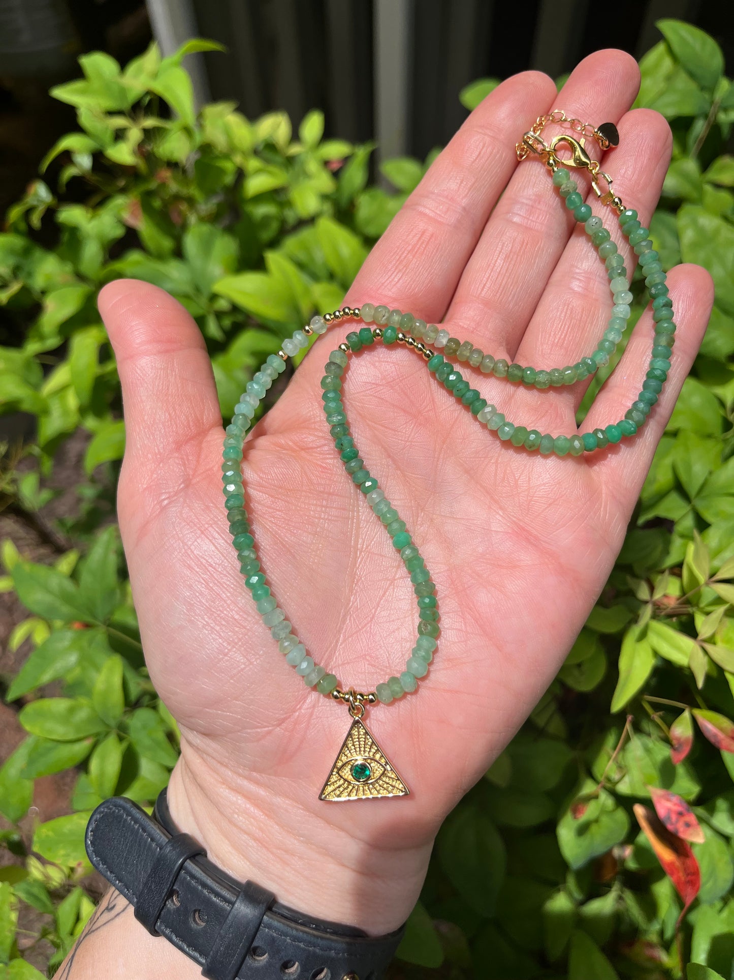 Chrysoprase Eye Charm Necklace