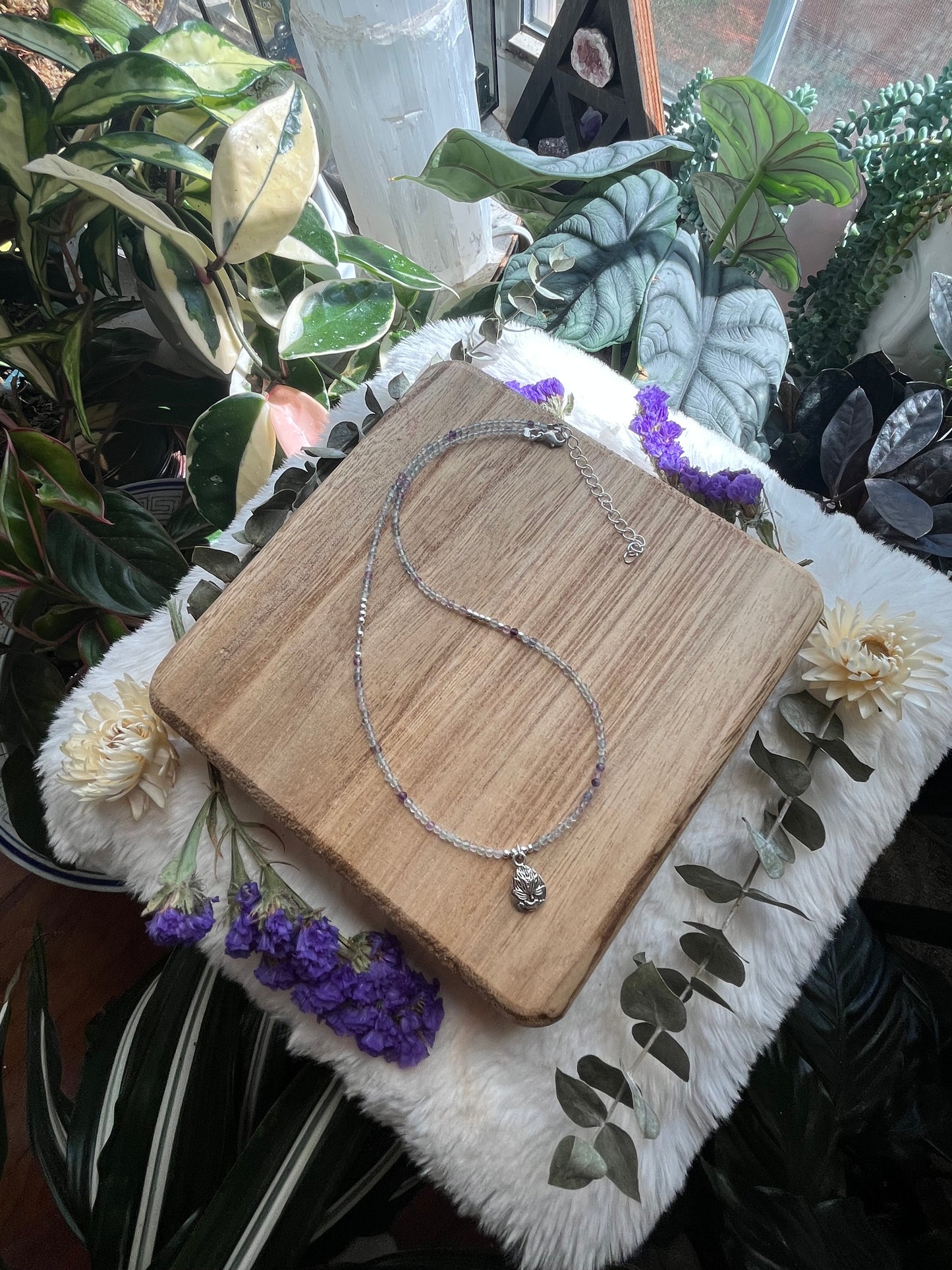Fluorite Lotus necklace