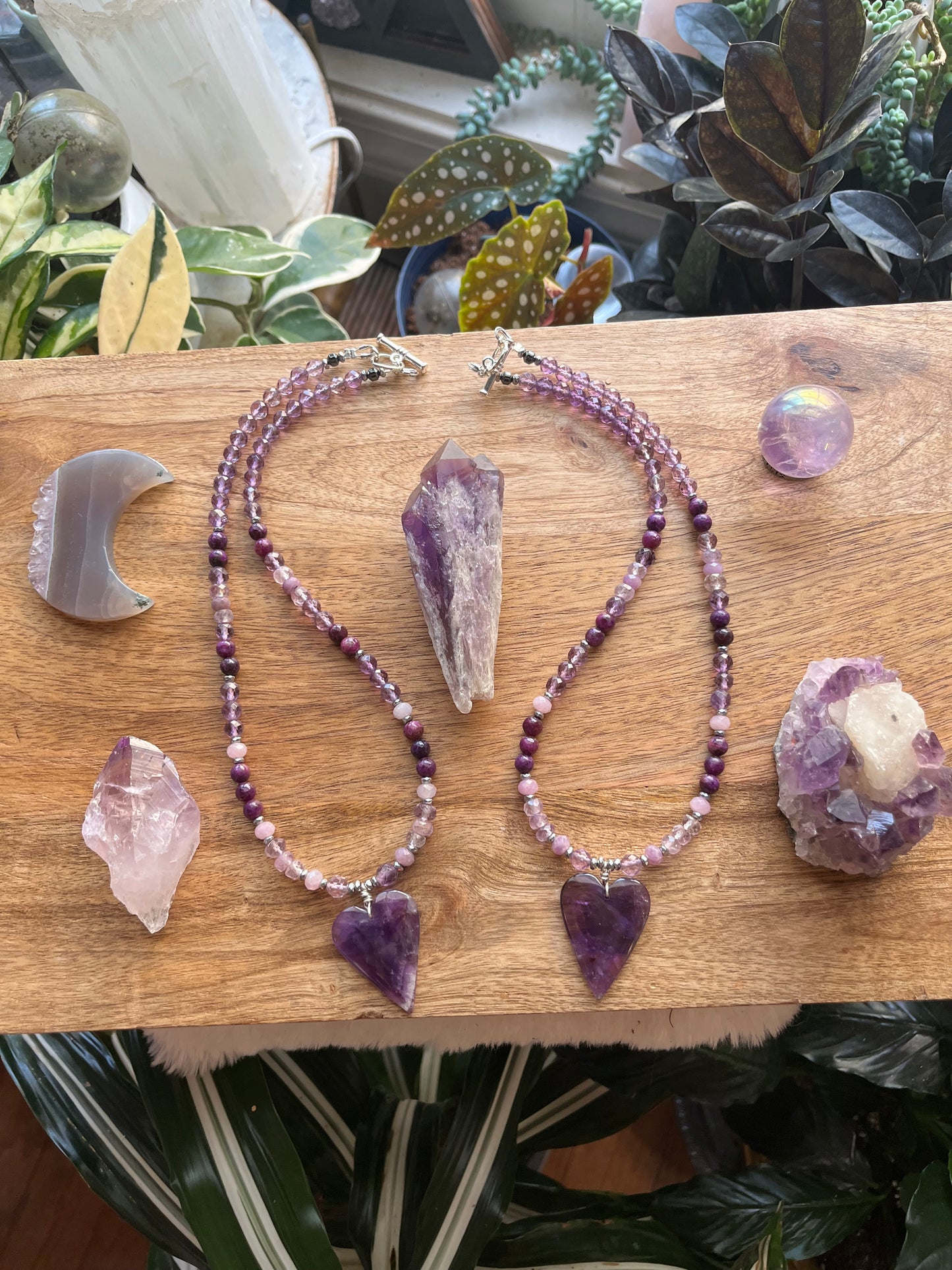 Amethyst Heart necklace, Spiritual protection gift, Birthstone jewelry, gift for her
