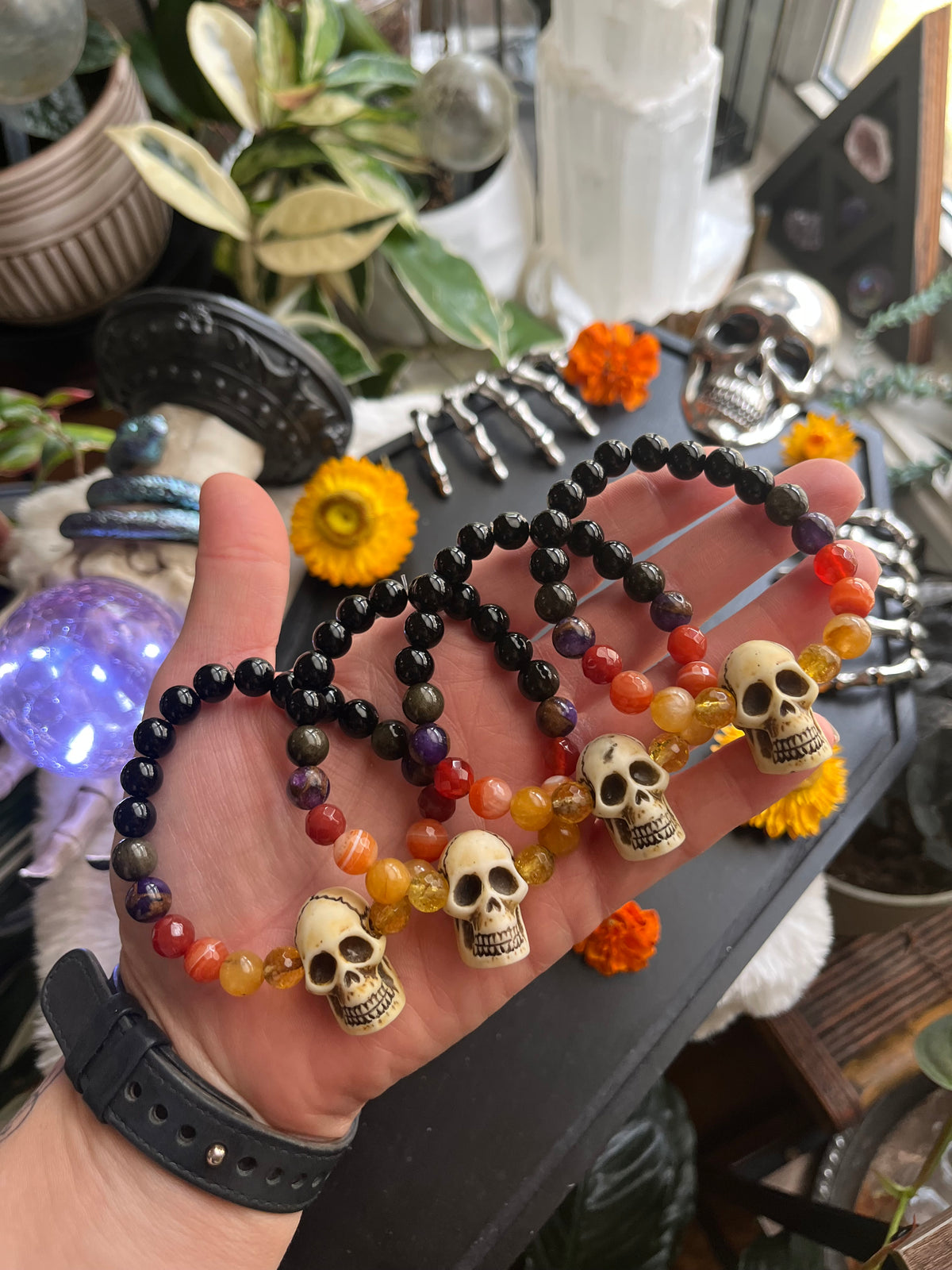Skull mala bracelet