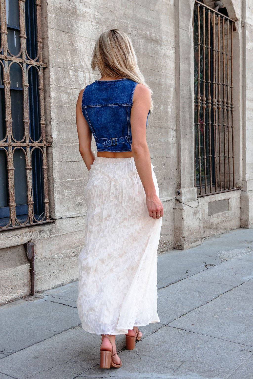 Ivory Lace Ruffled Maxi Skirt